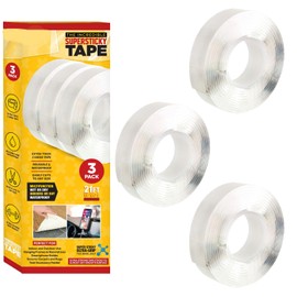 3 Roll Set Clear Double Sided Tape Heavy Duty - Ea 7' - Double Sided Mounting Tape - Two Sided Sticky Adhesive Tape, Carpet Tape For Area Rugs, Picture Hanging Strips, Double Sided Tape For Crafts Etc