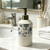 Blue Floral Ceramic Soap Dispenser 8.8Oz with Pump
