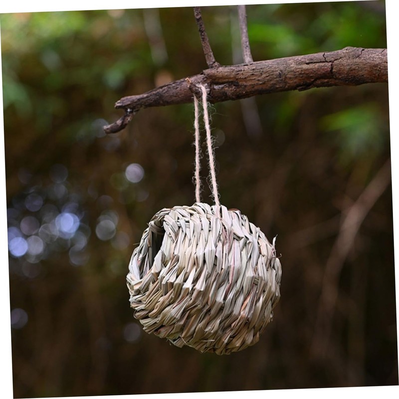 Kisangel 3 Pack Natural Grass Hummingbird Nest House Bird House