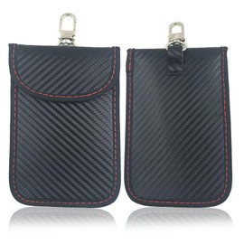 WNVMFPRYS 2PK Carbon Fiber RFID Shielding Key Bag Car Key Signal Shielding Bag