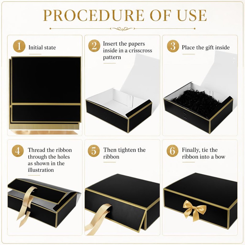 Joyvera 12 Pack Black Gift Boxes with Lids, 12 x