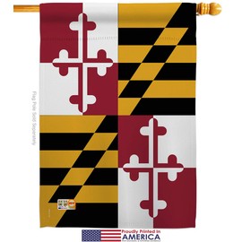 Ornament Collection HS191521-P3 Maryland Americana States Impressions Decorative Vertical 28" x 40" House Flag Set Printed in USA Multi-Color
