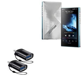 BoxWave Cable Compatible with FiiO JM21 - USB-C to A PortChanger (2-Pack), USB Type-C OTG USB Portable Keychain - Slate Black