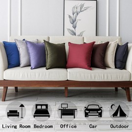 Jeanerlor 18"x18" Solid Cotton Linen Decoration Lumbar Throw Pillow Case Brown Cushion Cover Cool Pillow Cover Delicate Decorative Pillowcase for Couch/Bed/Chair,(45 x 45cm)