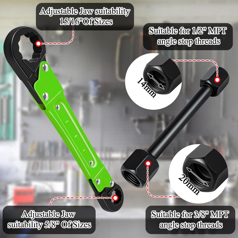 Ponpon Angle Stop Wrench Kit, Plumbing Tools, Angle-on Plumber Wrench