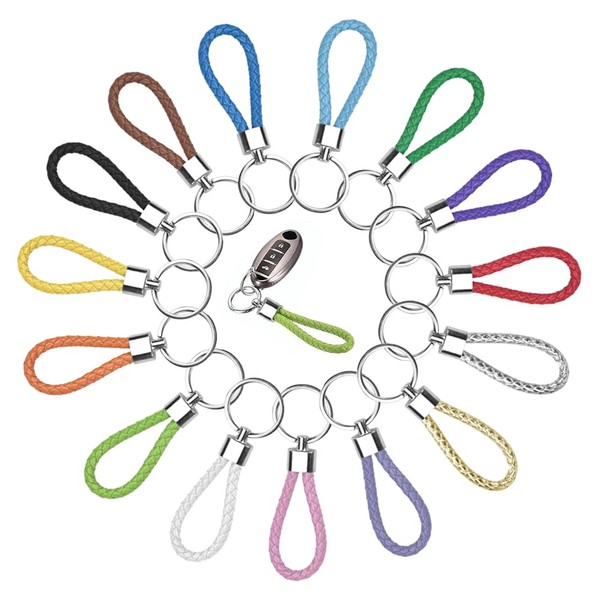 VGECEE Pack of 15 Braided Leather Key Chains Multicoloured Women's