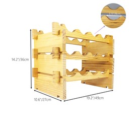 arborishthink - 12 Bottle Stackable Modular Wine Rack Wine Storage Rack Solid Bamboo Wine Holder Display Shelves, Wobble-Free (Eight-Tier, 12 Bottle Capacity)