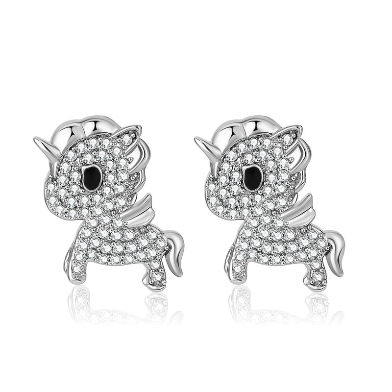 Tokidoki Unicorno Stud Earrings, 14K Plated with CZ Crystal Accents
