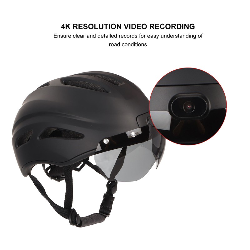 Smart Bicycle Helmet 4K HD Camera Magnetic Goggles Emergency Storage
