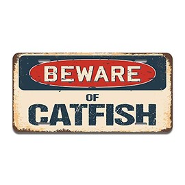 SignMission Beware of Catfish Aluminum License Plate | License Plate 12" X 6" Fits Any Car, Truck, SUV, RV, or Trailer | Made in The USA
