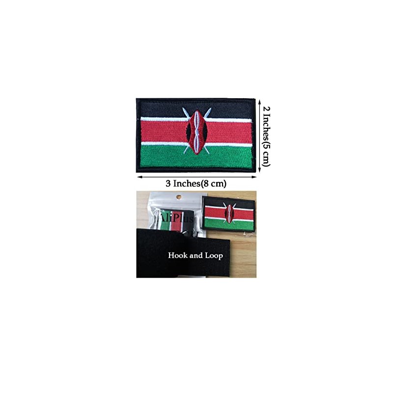 2 PCS AliPlus Kenya Flag Patches Embroidered Tactical Military Morale