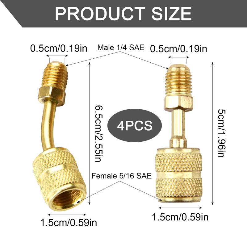 R410A Adapter 5/16 Inch SAE Female to 1/4 Inch SAE