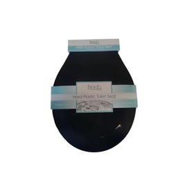 J&V Textiles Toilet Seat With Easy Clean & Change Hinge, Beveled Edges (Black)
