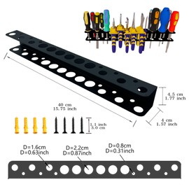 ZORISE Screwdriver Organizer, Pliers Rack, Heavy Duty Wall Mounted Tool Storage Rack, Hand Tools Organizer, Metal Organizer for Garage Workshop, Garage Wall Mount，15.75 Inch