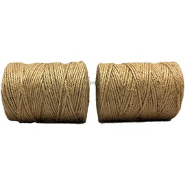 Heavy 4-Strand Jute Burlap Twine String | Pack of 2 | Great for Gardening | 4- Ply, 680 Feet 4mm Total | Eco-Friendly Natural Rope | DIY, ArtsCrafts, Bundling, Packing Strings