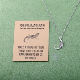 BLEOUK Bearded Dragon Necklace - Lucky Lizard Reptile Lover Jewelry