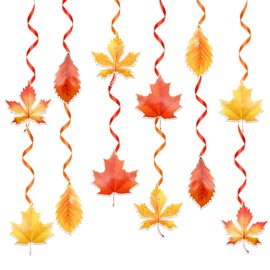 12Pcs Autumn Decorations Swirls for Hanging, Autumn Garland Maple Leaves Banner Bunting for Autumn Home Decor, No DIY, Thanksgiving Decorations, Fall Decorations for Home Party Supplies