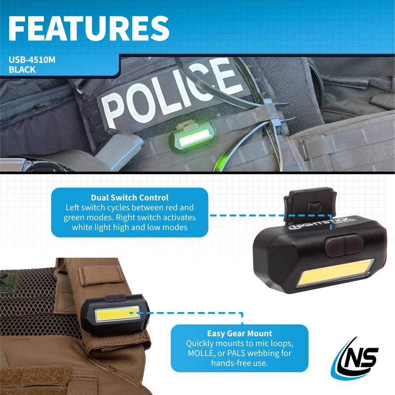 Nightstick USB-4510M Multi-Flood Gear Light w/MOLLE Clip - LiPo -