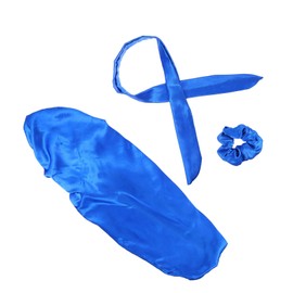 FOMIYES Silk Hair Care Hat Set for Women Elastic Band Sleep Bonnet for Long Curly Styles Overnight Home Use Blue