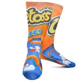 FUCOLOR Mens Unisex Crazy Funny Novelty 3D Colorful Athletic Sport Crew Tube Socks (Blue Food), Medium