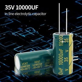 Jadeshay Electrolytic Capacitor,35V 10000uF Electrolytic Capacitors 5 Pieces 18 * 35MM Aluminum High Frequency Electrolytic Capacitor for DIY Electronic Components Projects Circuit Boards LCD Monitor
