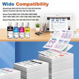 JoyPrinting 31 32XL Ink Bottle Set Compatible with HP 31 Ink Bottle Set HP 32XL Black Ink Bottle Use with HP Smart Tank 7301 7602 7001 5000 5101 6001 5102 5103 651 551 455 457 450 (4 Pack)