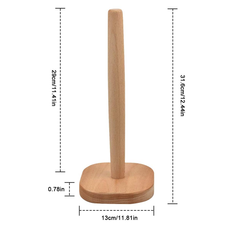 Kitchen Roll Holder, Freestanding Wooden Kitchen Roll Stand, Non-Slip Paper