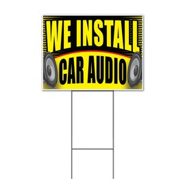 We Install Car Audio (18" x 24") Yard Sign, Quantity Discounts, Multi-Packs, Includes Metal Step Stake, Bandit, New, Advertising, USA | Automotive, Vehicles, Speakers