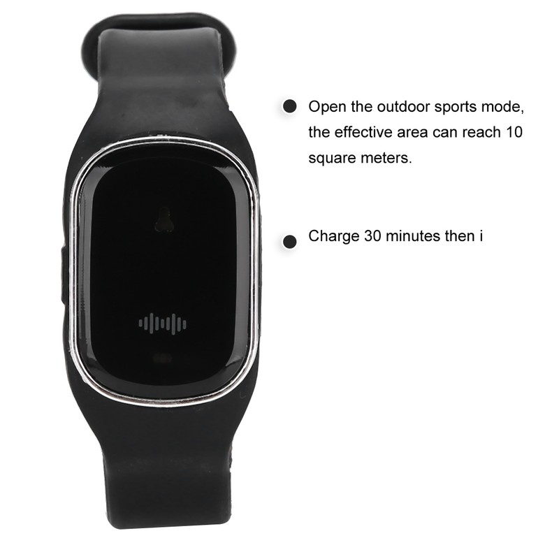 Rechargeable Intelligent Mosquito Repellent Bracelet Outdoor Anti Mosquito Wristband Black