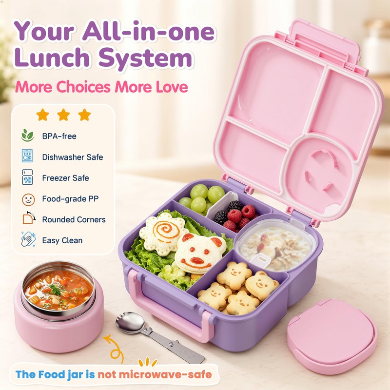 Bento Box for Kids,Leak-Proof Lunch Container with 9oz Insulated Food