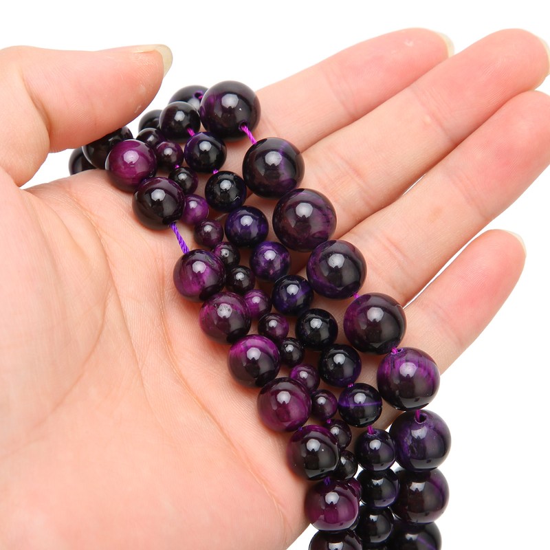 4pcs Natural Stone Tiger Eye Round Beads Bracelet Tiger Eye