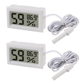 DWEII 2-Pack Mini Digital Hygrometer Thermometer Gauge with Probe LCD Display Temperature Fahrenheit Humidity Meter for Incubator, Reptile Plant Terrarium, Humidor, Guitar Case, Greenhouse