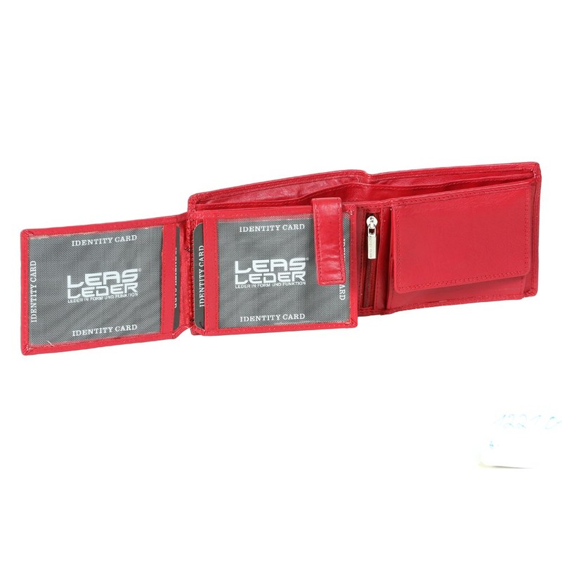 Men's and Women's wallet horizontal format LEAS, Genuine Leather, cherry