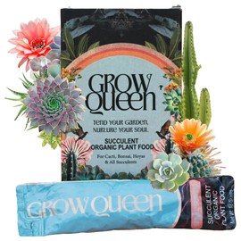 Grow Queen Complete Organic Succulent Fertilizer, Cactus Fertilizer, Succulent Plant Food & Cactus Food, Bonsai, Snake Plant Fertilizer, 7 Servings Fast & Slow Release Feeds up to 28 Plants 8 Months