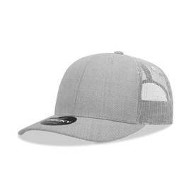 DECKY Standard 6 Panel Mid Profile Structured Cotton Blend Trucker, Heather Grey/L.Grey, Multi