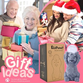 Goodeco Solar Elephant Garden Statue - Outdoor Elephant Decor with Solar Gazing Ball Lights for Elephant Lovers and Garden Enthusiasts - Ideal Gifts for Mom & Birthdays