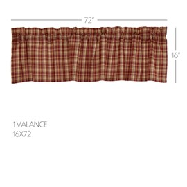 VHC Brands, Beckham, Cotton, 16x72, Plaid Valance, Red