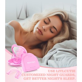 Litlcutie Mouth Guard for Grinding Teeth at Night, Mouth Guard for Sleeping, Mouthguards for Grinding of Teeth, Night Guards for Teeth Grinding, with 2 x 5X Mirror Case (4 Pack/2 Size)