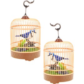 PowerTRC 2 Set of Singing & Chirping Bird in Cage | Realistic Sounds & Movements | Sound Activation | Pet Caged Bird Toy