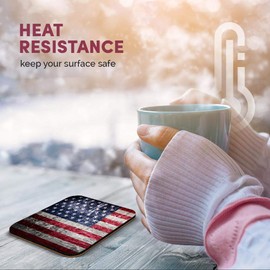 Great Single Coaster Square - Rustic USA Flag America |Glossy Quality Coasters | Tabletop Protection for Any Table Type #2244