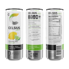 CELSIUS Sparkling Lemon Lime, Sugar Free Energy Drink, 12 Fl Oz (Pack of 12)