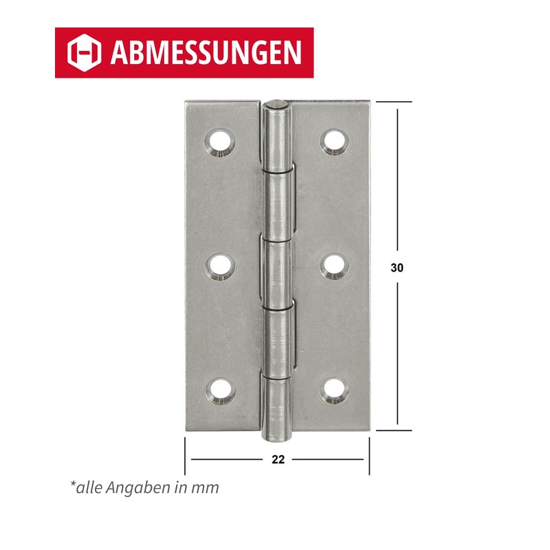 Gedotec Screw-on hinge made of stainless steel V2A, pack of