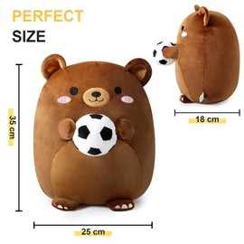 shownicer Plush Toy Dog Cuddly Toy with Basketball Stuffed Toy Kawaii Dog Plush Cushion Toy Dog Throw Cushion Gift for Children Boys 3+ Years (Dog & Basketball, 35 cm)