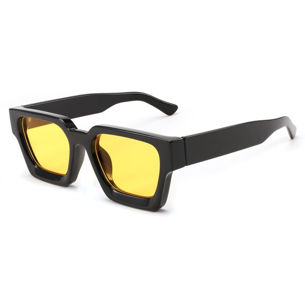 FEISEDY Retro 90s Square Sunglasses for Women Men Trendy Chunky