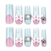 SINHOT Long Press on Nails Square Fake Nails 3D Bowknot