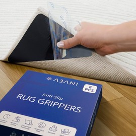 Abani Rug Gripper 8 Pcs - Non Slip Rug Gripper for Hardwood Floors & Tiles - Keep Corners Flat - Reusable and Washable Carpet Tape - Double Sided Tape to Keep Your Rugs in Place