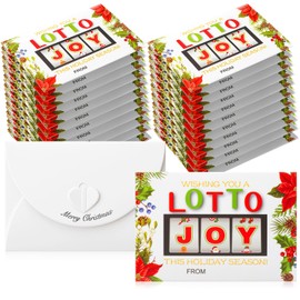 Zhanmai 100 Pcs Christmas Lottery Ticket Holder Envelopes with Heart Shaped Clasp Wishing You a Lotto Holiday Cheer Scratch Gifts Card Envelopes for Christmas Business Party Xmas Holiday Office Gifts