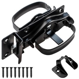 MustGood Swinging Shed Door Latch with Handle for Indoor/Outdoor Use, Heavy Duty with WeatherGuard Coating, Black