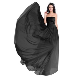 v28 Women Full/Ankle Length Elastic Pleated Retro Maxi Chiffon Long Skirt, Black, Small