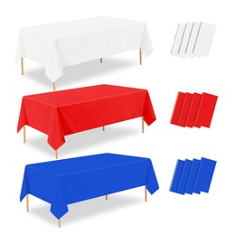 ZHIAXTON 12 Pack Plastic Table Cloth Disposable,54 X 108 Inch Red White and Blue Tablecloth,Table Cloth Rectangle Table for Outdoor Party,Picnic,Buffet Table,Memorial Patriotic Party Decorations